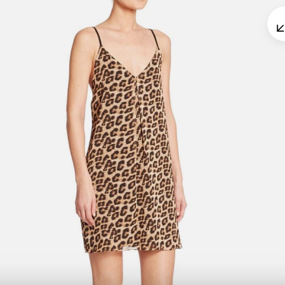 Alice + Olivia Kirby Silk Strap Leopard Print Dress Size M